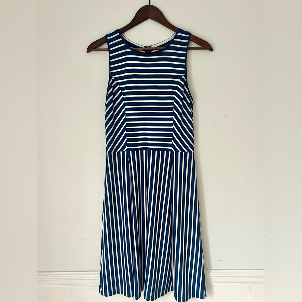 Banana Republic Blue and White Striped Midi Dress